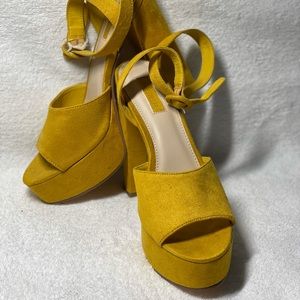Yellow Mustard Suede Platforms
